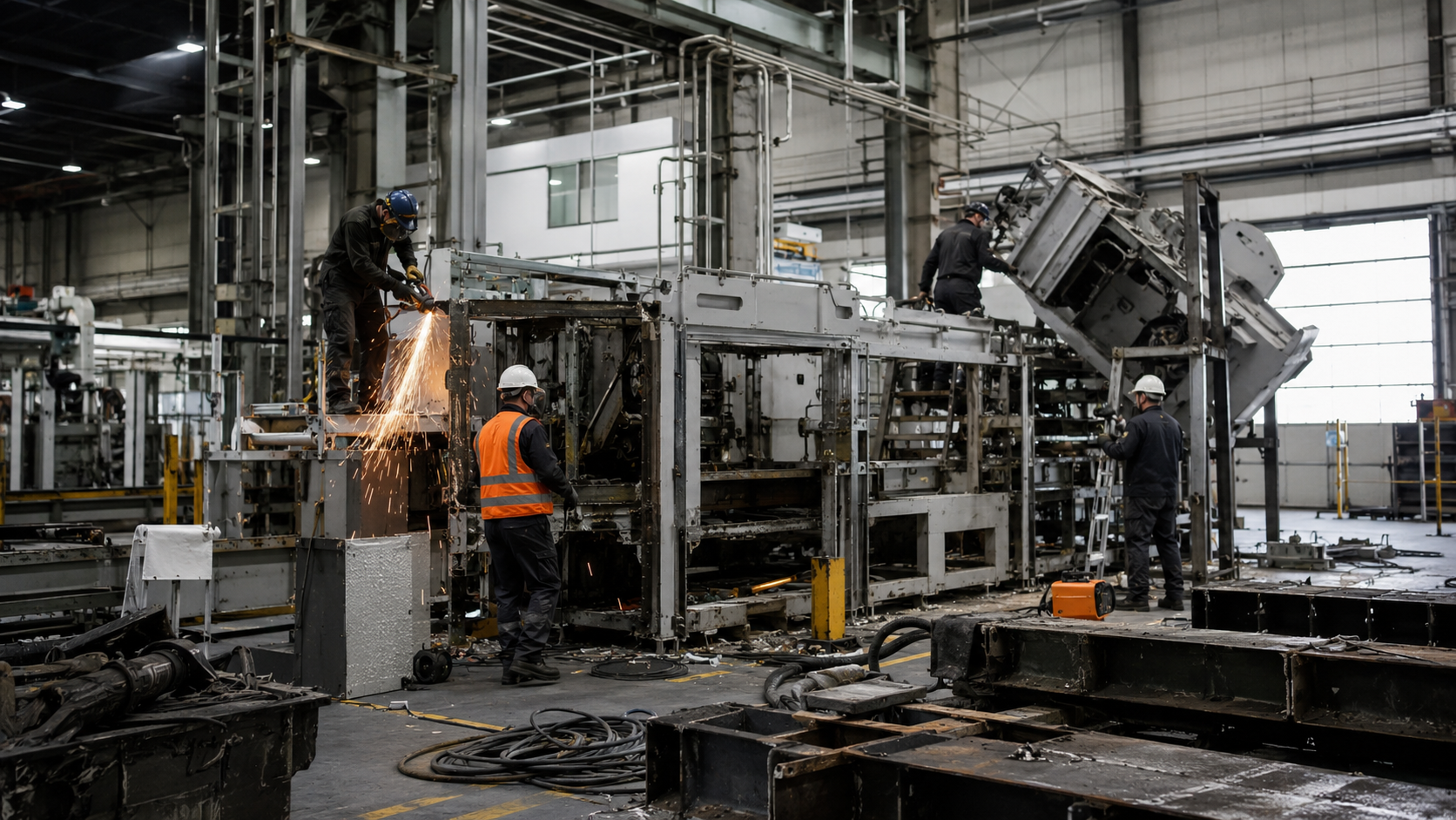 Industriedemontage einer Produktionsanlage durch ein Fachteam von Richter Industriedemontagen